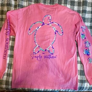 Simply Southern Pink Turtle Graphic Long Sleeve Tee. Worn only one time.